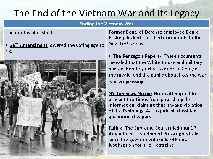 The End of the Vietnam War and Its Legacy Ending the Vietnam War Former