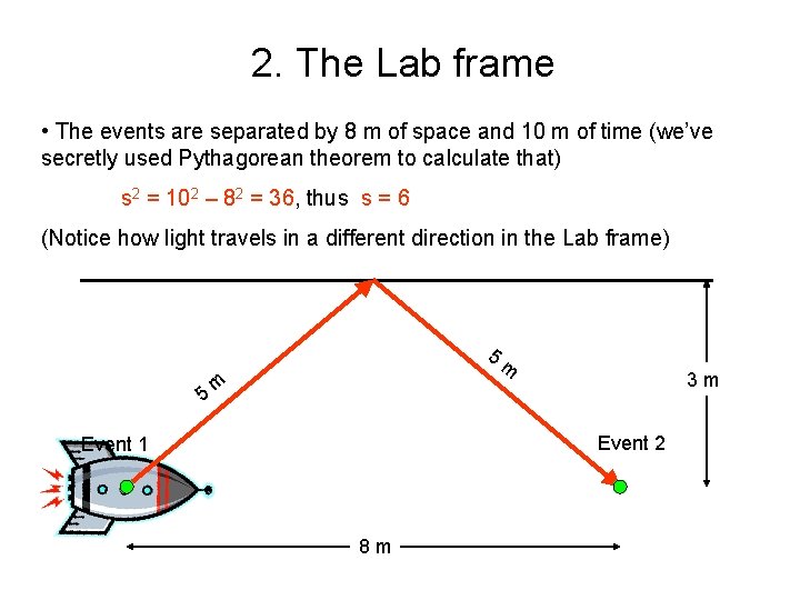 2. The Lab frame • The events are separated by 8 m of space