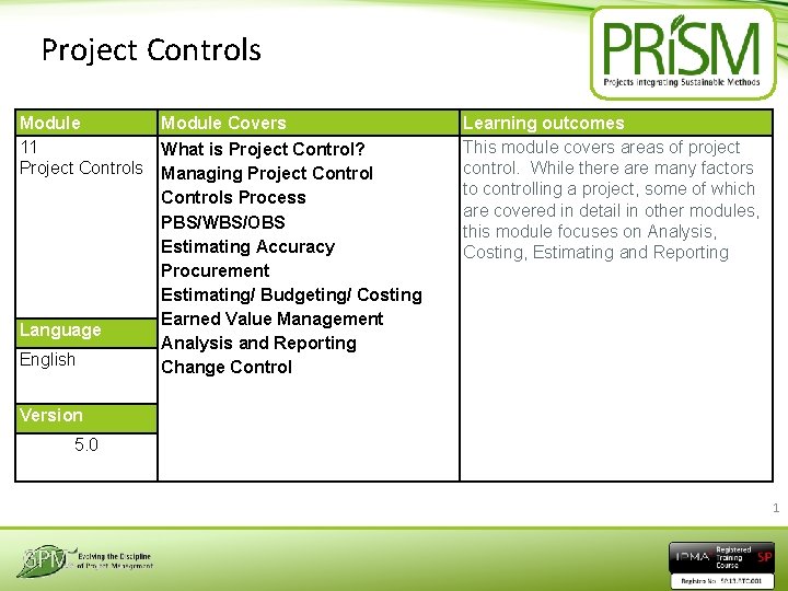 Project Controls Module 11 Project Controls Language English Module Covers What is Project Control?