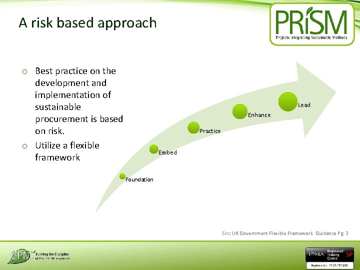 A risk based approach o Best practice on the development and implementation of sustainable