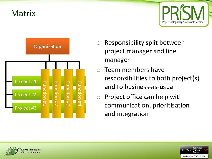 Matrix Organisation Function #4 Function #3 Project #3 Function #2 Project #2 Function #1