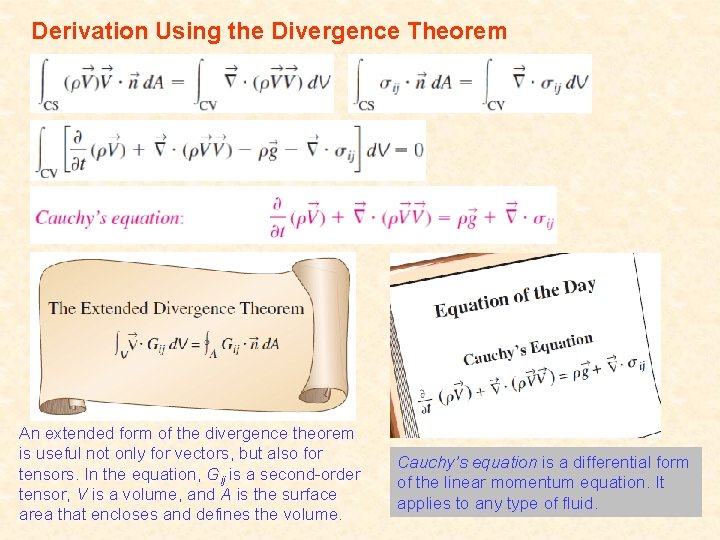 Derivation Using the Divergence Theorem An extended form of the divergence theorem is useful