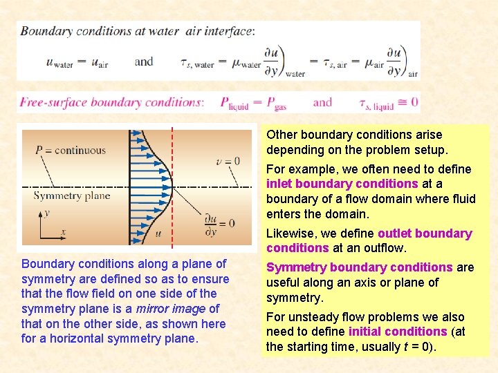 Other boundary conditions arise depending on the problem setup. For example, we often need