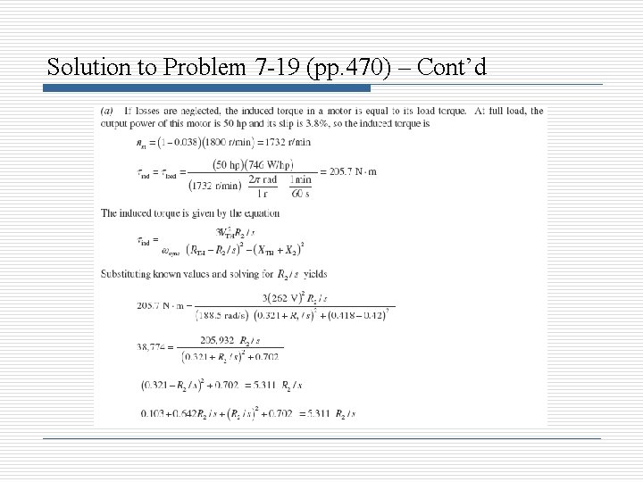 Solution to Problem 7 -19 (pp. 470) – Cont’d 