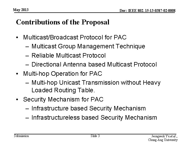 May 2013 Doc: IEEE 802. 15 -13 -0387 -02 -0008 Contributions of the Proposal