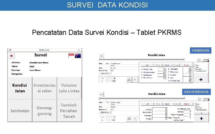 SURVEI DATA KONDISI Pencatatan Data Survei Kondisi – Tablet PKRMS PERKERASAN NON-PERKERASAN 