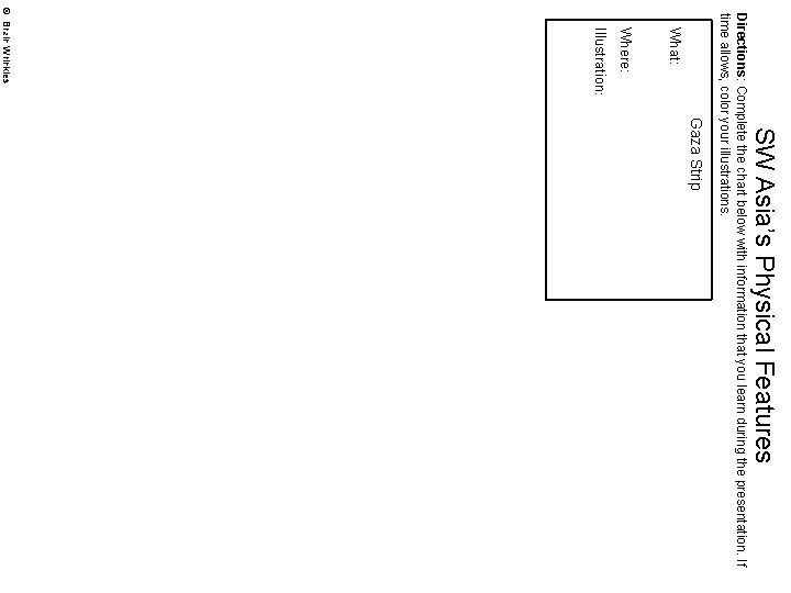 SW Asia’s Physical Features Gaza Strip Directions: Complete the chart below with information that