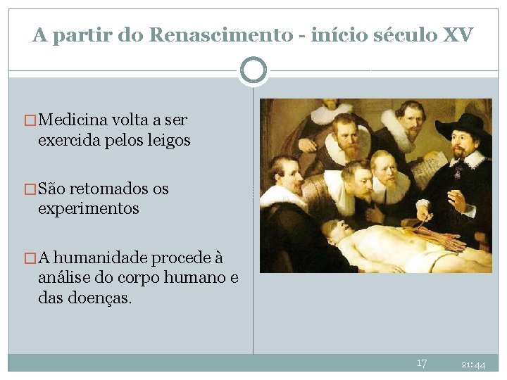 A partir do Renascimento - início século XV � Medicina volta a ser exercida A partir do Renascimento - início século XV � Medicina volta a ser exercida