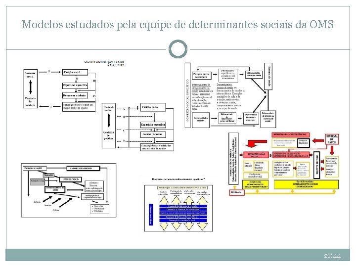 Modelos estudados pela equipe de determinantes sociais da OMS 43 21: 44 Modelos estudados pela equipe de determinantes sociais da OMS 43 21: 44