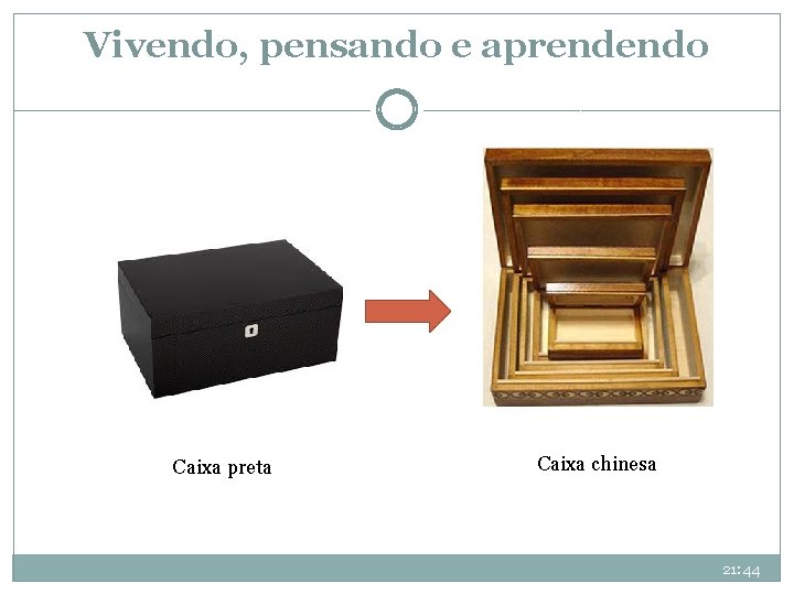 Vivendo, pensando e aprendendo 45 Caixa preta Caixa chinesa 21: 44 Vivendo, pensando e aprendendo 45 Caixa preta Caixa chinesa 21: 44