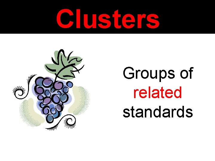 Clusters Groups of related standards 
