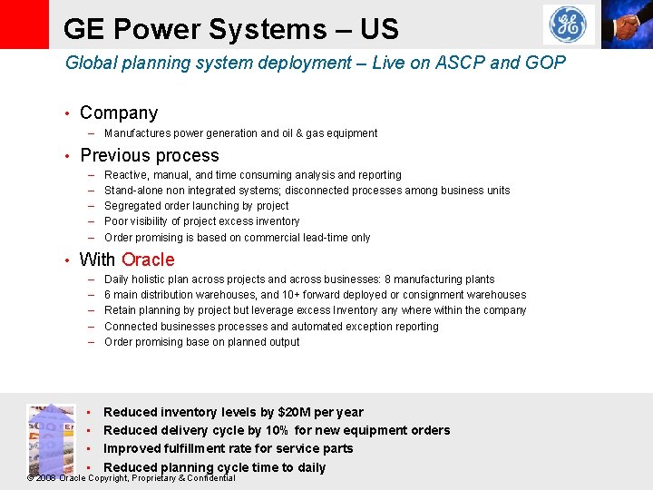 GE Power Systems – US Global planning system deployment – Live on ASCP and