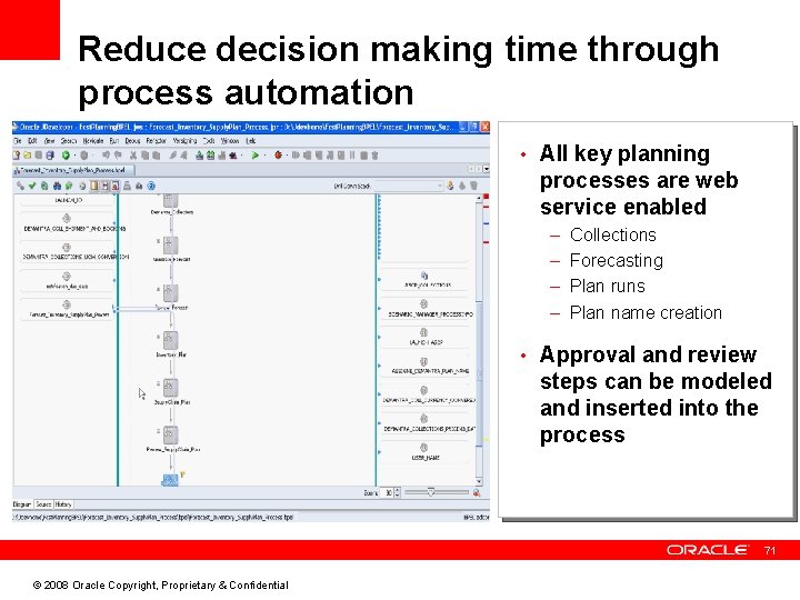 Reduce decision making time through process automation • All key planning processes are web