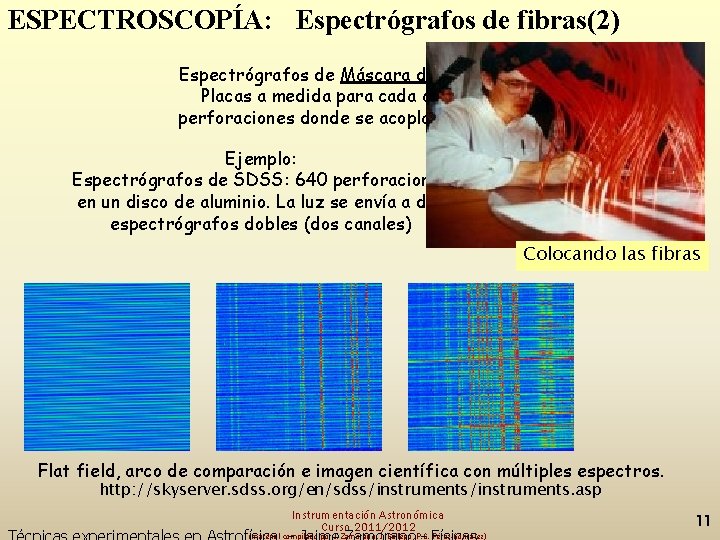 ESPECTROSCOPÍA: Espectrógrafos de fibras(2) Espectrógrafos de Máscara de aperturas: Placas a medida para cada