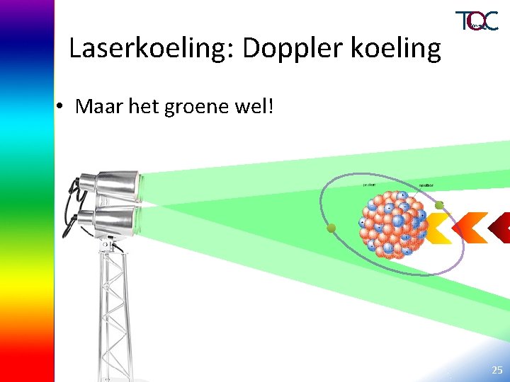 Laserkoeling: Doppler koeling • Maar het groene wel! 25 