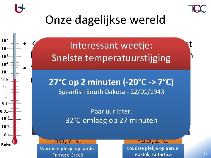 Onze dagelijkse wereld 107 106 105 104 103 100 10 1 • Kamertemperatuur (300