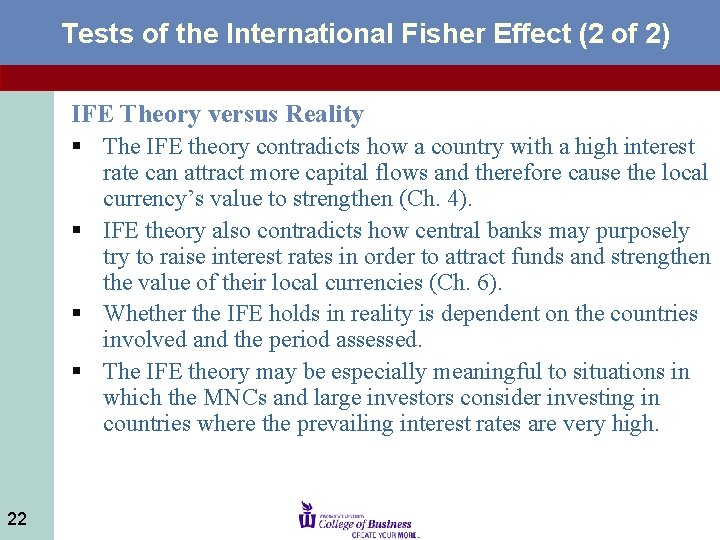 Tests of the International Fisher Effect (2 of 2) IFE Theory versus Reality §