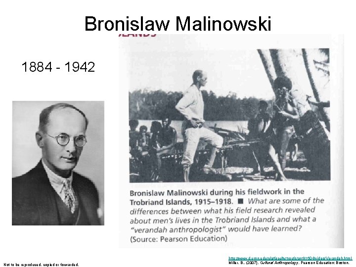 Bronislaw Malinowski 1884 - 1942 Not to be reproduced, copied or forwarded. http: //www.