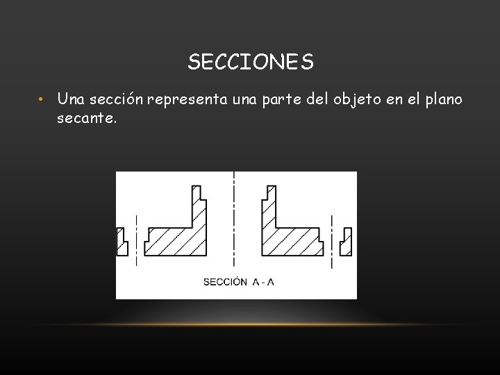 SECCIONES • Una sección representa una parte del objeto en el plano secante. 