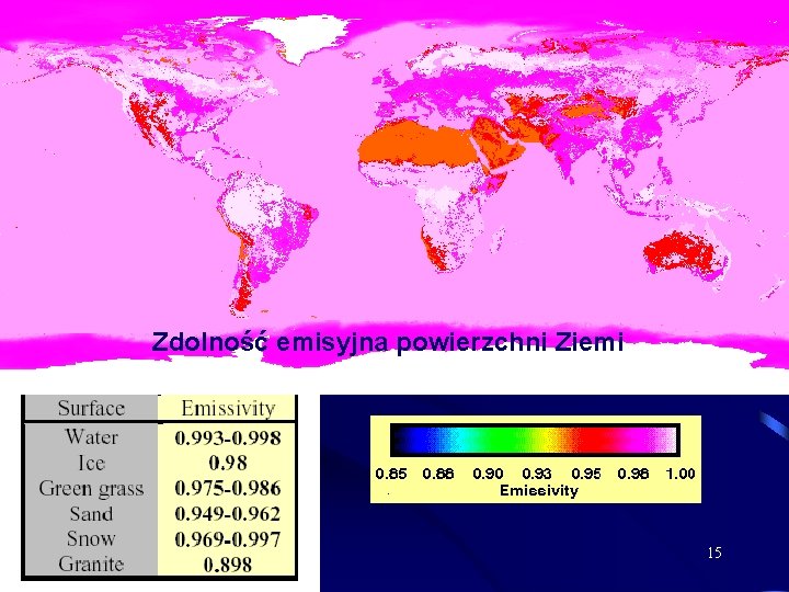 Zdolność emisyjna powierzchni Ziemi 15 