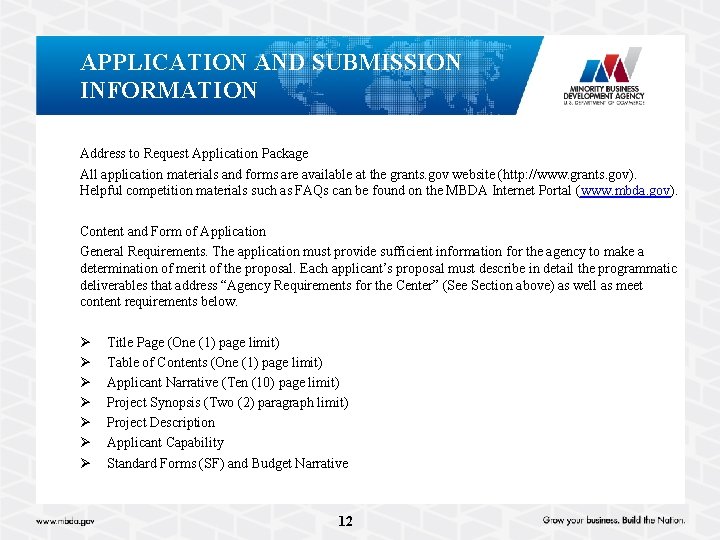 APPLICATION AND SUBMISSION INFORMATION Address to Request Application Package All application materials and forms