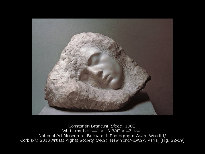 Constantin Brancusi. Sleep. 1908. White marble. 44" × 13 -3⁄4" × 47 -1⁄4". National