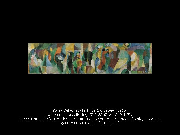 Sonia Delaunay-Terk. Le Bal Bullier. 1913. Oil on mattress ticking. 3' 2 -3⁄16" ×