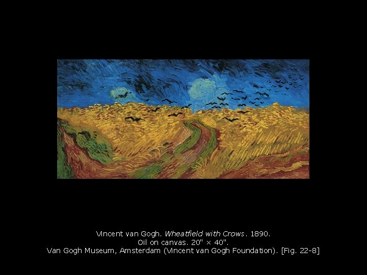 Vincent van Gogh. Wheatfield with Crows. 1890. Oil on canvas. 20" × 40". Van