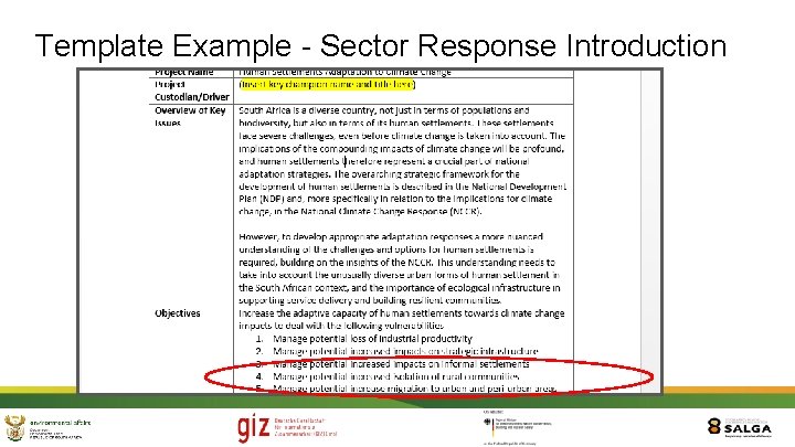 Template Example - Sector Response Introduction 