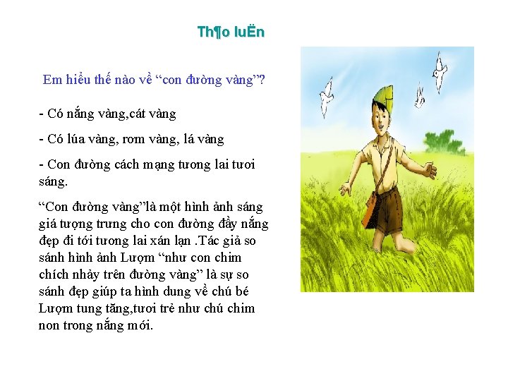 Th¶o luËn Em hiểu thế nào về “con đường vàng”? - Có nắng vàng,