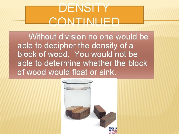 Introduction To Density Math MATH MOVES SCIENCE Ashley Le INTRODUCTION Science and