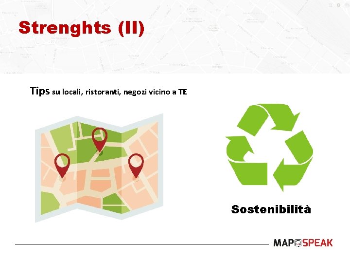 Strenghts (II) Tips su locali, ristoranti, negozi vicino a TE Sostenibilità 