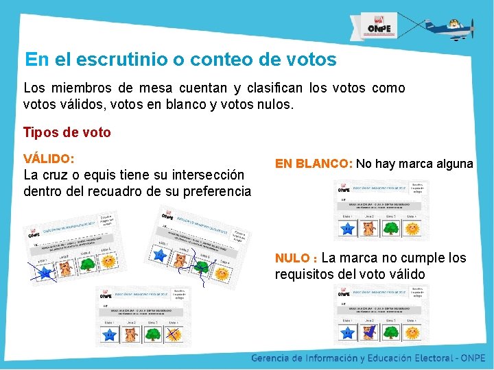 Título de la Presentación En el escrutinio o conteo de votos Los miembros de