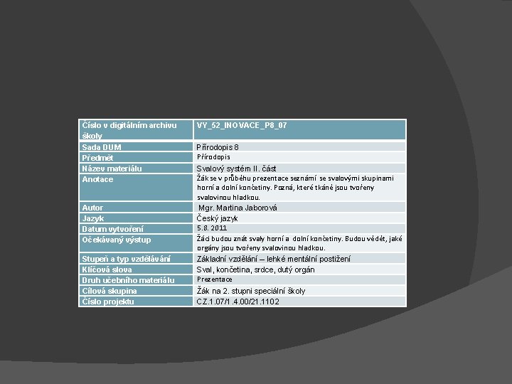 Číslo v digitálním archivu školy Sada DUM Předmět Název materiálu Anotace Autor Jazyk Datum