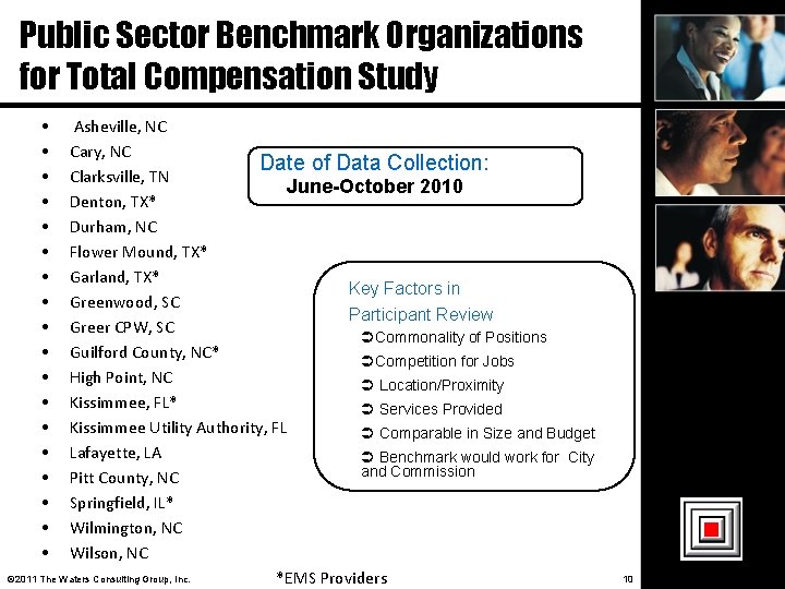 Public Sector Benchmark Organizations for Total Compensation Study • • • • • Asheville,