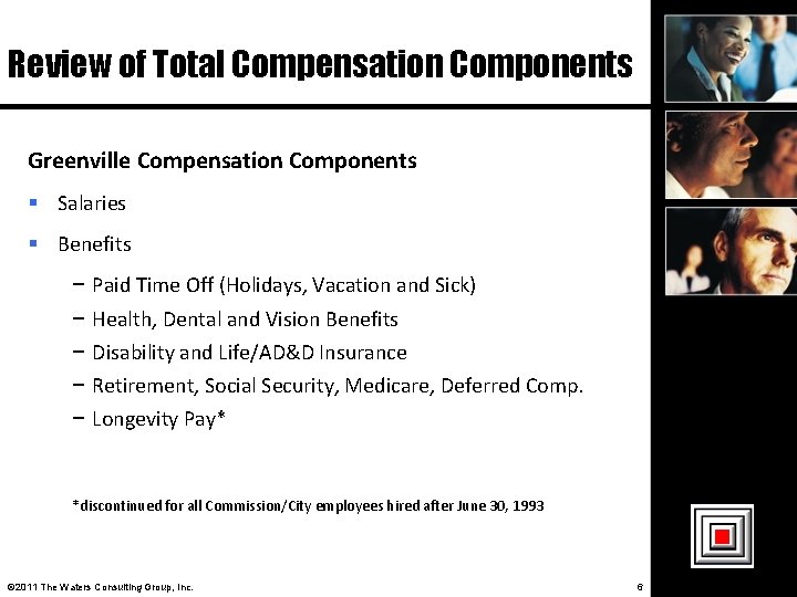 Review of Total Compensation Components Greenville Compensation Components Salaries Benefits − Paid Time Off