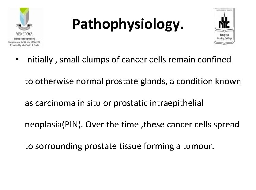 Pathophysiology. • Initially , small clumps of cancer cells remain confined to otherwise normal