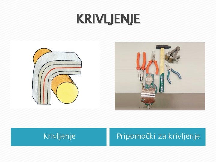 KRIVLJENJE Krivljenje Pripomočki za krivljenje KRIVLJENJE Krivljenje Pripomočki za krivljenje
