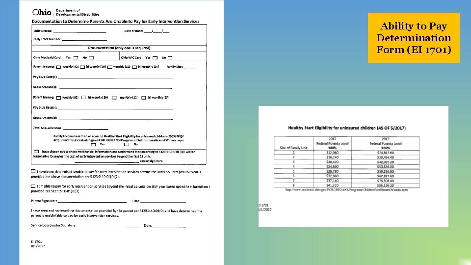 Ability to Pay Determination Form (EI 1701) 