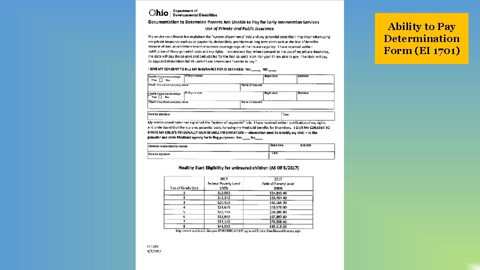 Ability to Pay Determination Form (EI 1701) 