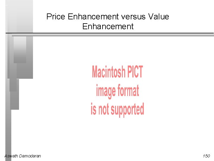 Price Enhancement versus Value Enhancement Aswath Damodaran 150 