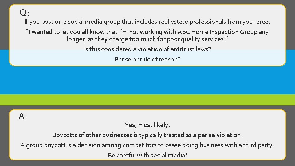 Q: If you post on a social media group that includes real estate professionals