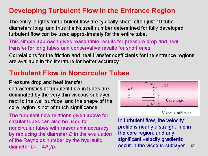 Developing Turbulent Flow in the Entrance Region The entry lengths for turbulent flow are
