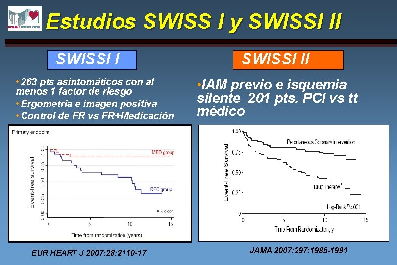 Estudios SWISS I y SWISSI II SWISSI I • 263 pts asintomáticos con al