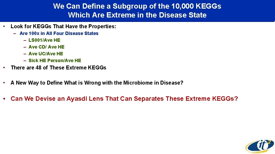 We Can Define a Subgroup of the 10, 000 KEGGs Which Are Extreme in