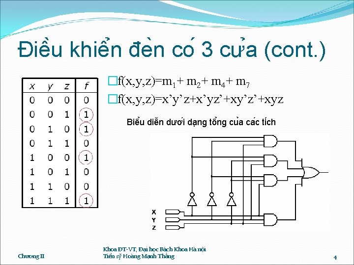 Điê u khiê n đe n co 3 cư a (cont. ) �f(x, y,
