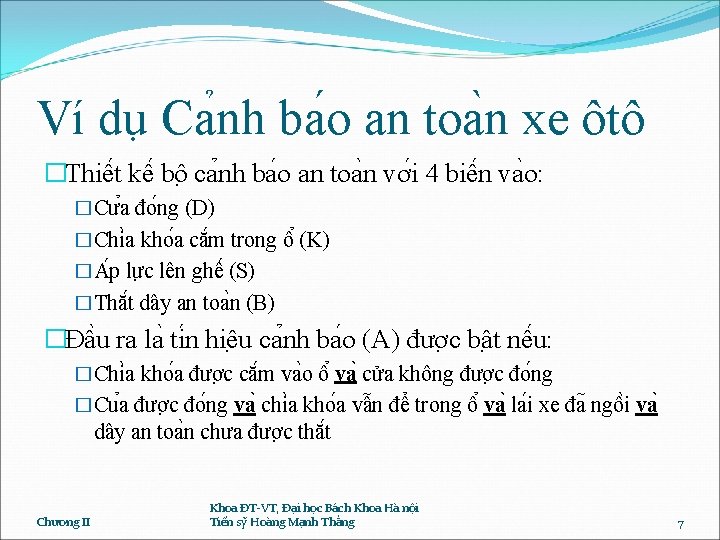 Ví dụ Ca nh ba o an toa n xe ôtô �Thiê t kê