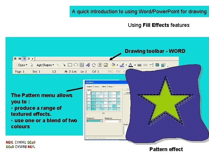 A quick introduction to using Word/Power. Point for drawing Using Fill Effects features Drawing