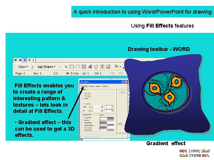 A quick introduction to using Word/Power. Point for drawing Using Fill Effects features Drawing