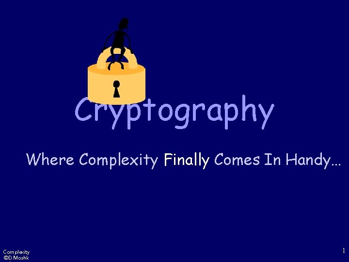 Cryptography Where Complexity Finally Comes In Handy… Complexity ©D. Moshk 1 